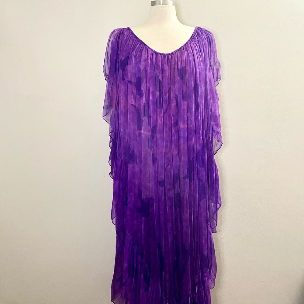 Yves Saint Laurent Rive Gauche Vintage 70s Silk Mousseline Apres-plage Dress - Picture 1 of 9